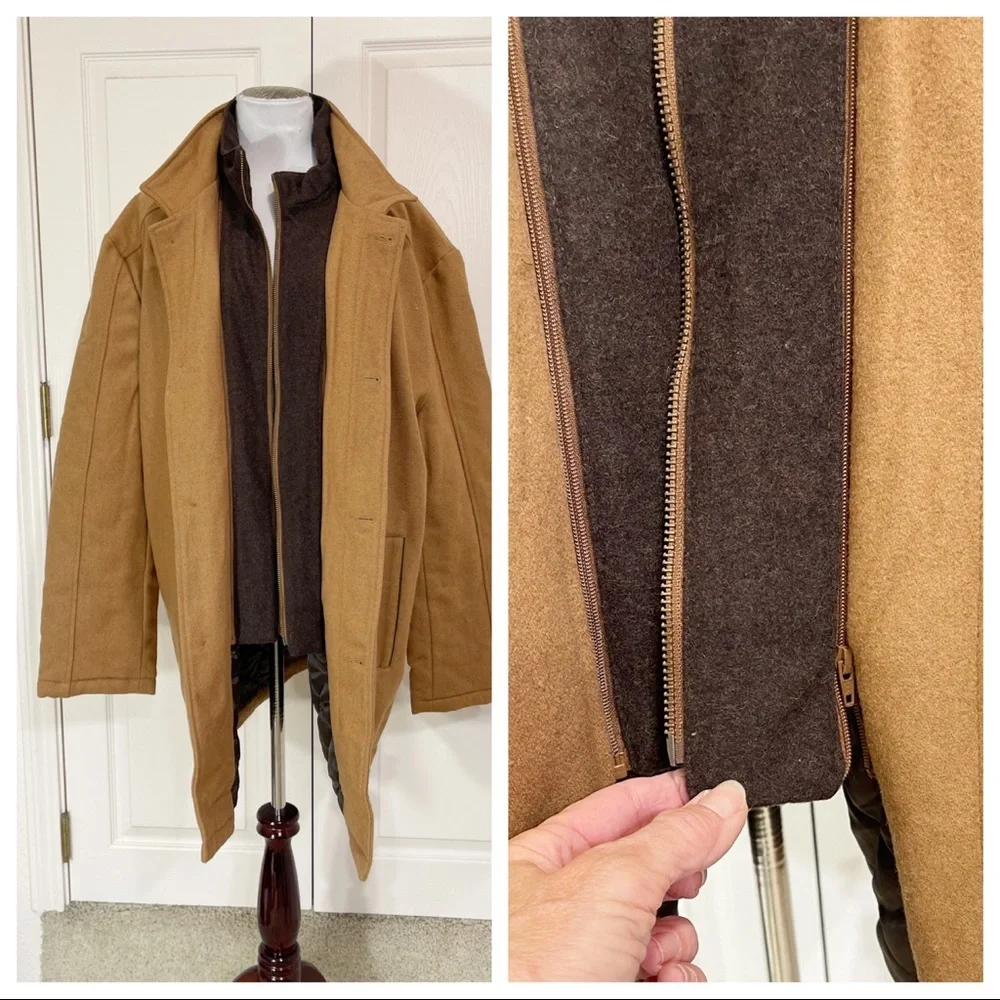 Cripple Creek Men's Camel Wool Melton Faux Leather Coat  - CR43366